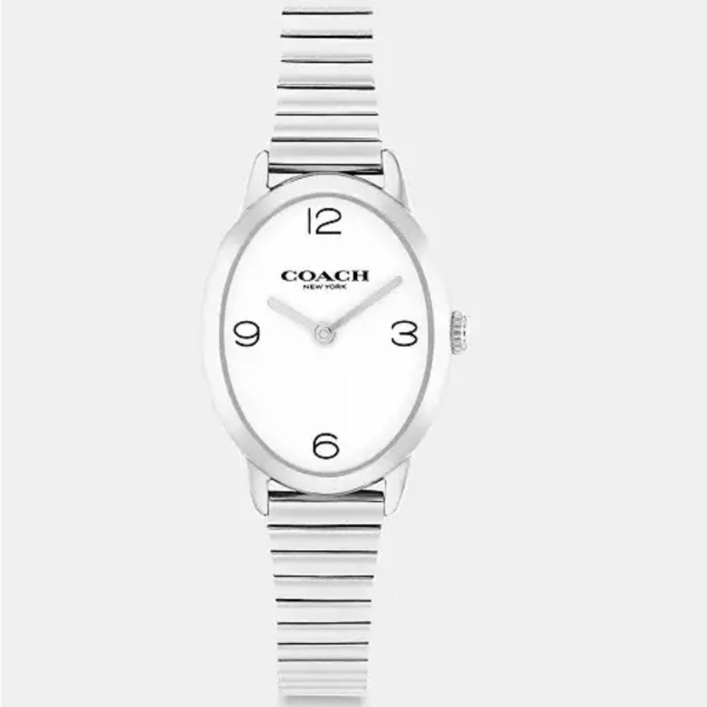 Coach Silver and White Oval Watch